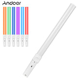 Andoer D2 Handheld RGB Tube LED Video Light Wand 2500K/5500K/8500K Dimmable Built-in Battery for Vlog Live Streaming