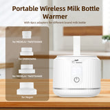 BEBEBAO Baby Bottle Warmer Portable Wireless Milk Heater 4 Levels Temperature Adjustable with 4pcs Adapters for Outdoor