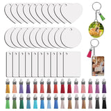 Sublimation Blanks Kit Heat Transfer MDF Blank 3 Shapes Tassels Pendant Jump Rings Key Ring With Chain Set