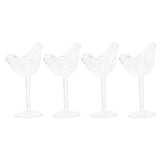 1 Set 4Pcs Bird Shape Cocktail Glasses Glass Wine Cups Goblets (Transparent)