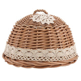 1pc Rattan Weaving Food Cover Household Storage Basket for Home (Wood Color)