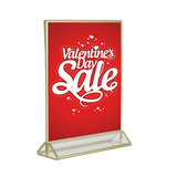 6Pack 5X7 Inch Clear Acrylic Sign Holder with Gold Borders and Vertical Stand, Double Sided Table Holders for Wedding