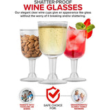 Clear Plastic Glass Recyclable Shatterproof Wine Goblet - Disposable & Reusable Cups for Champagne, Dessert 40Pcs