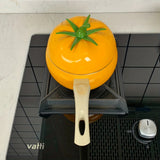 1pc, Saucepan With Lid (16.0cm), Yellow Tomato Shaped Sauce Pan With Cover, Cute Kawaii Sauce Pot, Vegetable Saucier