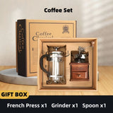1set Wooden Classic Vintage Mini Manual Bean Grinder Press Pot Set Kitchen Coffee Utensils Home Handheld Coffee Bean