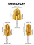 3Pcs PPR Lifting Stepped Drill Bit Hexagon Shank Water Pipe Connection Tool 20/25/32mm full Open Process