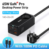 Baseus 100W GaN3 Pro USB Charger Desktop Power Strip Station Type C PD QC Quick Charge 4.0 3.0 Fast Charging