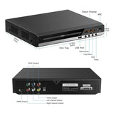 Home DVD Player VCD CD Disc Media Players Digital Multimedia with AV Output Remote Control USB Mic HD 1080P Playe-r Box for KTV
