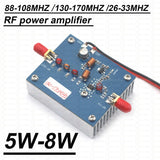 8W SW VHF RF Power Amplifier 88-108MHZ 130-170MHZ 26- 33MHZ FOR HAM Radio Walkie-talkie Short Wave FM Transmitter AMP