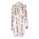European And American Rayon Cartoon Printed Shirt-style Beach Cover-up
