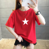 Summer New Pure Cotton Short Sleeve T-shirt Women's Korean-style Round Neck Printed Wear Top