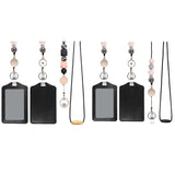 Retractable ID Badges And Keychain With PU Leather Holder Teacher Lanyards Breakaway For Women