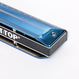 Easttop Harmonica 12 Holes Harp 48 Tone Chromatic Player Plastic Grid Harmonica Blue for Adults Professional Player and Students