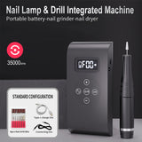35000RPM Nail Drill Machine Cordless Electric Pedicure Manicure Nail Polishing Pen With UV Nail Dryer Lamp For Acrylic Gel Nails