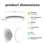 LED Ceiling Light 30W 2700LM Round Flat Panel - WiFi & BT RGBIC/CCT/RGB, 2700K - 6500K Dimmable Color Changing Light
