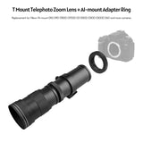 Camera MF Super Telephoto Zoom Lens F/8.3-16 420-800mm T2 Mount w/ Adapter Ring for Nikon AI-mount D50 D90 D5100 D7000