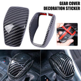 2PCS Car Gear Shift Cover Anti-Scratch Sticker Decor Carbon ABS Fiber Shifter Knob Trim for 20-21 Toyota Highlander RAV4