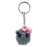 Crocheted Doll Keychain - Sad Hamster Meme, For Car Keys, Backpack & Handbag Ornament