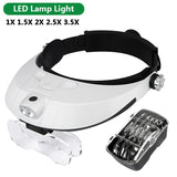 LED Headband Magnifier For Jewelry Watch Electronic Repair Hands Free Magnifying Glasses 1X 1.5X 2X 2.5X 3.5X Lens Loupe