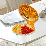 Gold Shell Plate - Multifunctional Fruit & Snack Serving Tray for Candy, Nuts. Dining Table Decor.