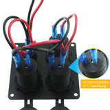 DIY 12V Voltmeter Cigarette Lighter 4.2A Dual USB Charger with switch 4 hole aluminum Panel For truck Boat marine trailer