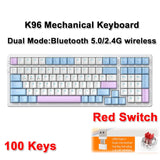K96 nical Dual Mode Bluetooth-compatible5.0/2.4G Wireless 100Keys Red Switch Hotswap Gaming Keyboard For PC Laptop