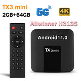 Original Tanix mini 16G Android 11.0 HD 4K Allwinner H313S Dual WiFi 4G 5G TX3 TV Box Smart H.265 2G 64G TX6 TVBOX