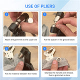 Handheld Grommet Hole Punch Tool Pliers - 5.5/8/10/12mm with Eyelets Kit for Poster, Leather, Fabrics, Tarp, Canvas, Tents, Awning