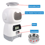 Pet Feeder Automatic Timer EU Plug For Cats Dogs Pet Supplies Stainless Steel Bowl Smart Food Dispenser 2 Ways Power Supply 3.5L