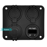 Dual USB Charger LED Voltmeter + 12V Power Socket Four Hole Panel for Car Boat Marine Truck Motorcycle RV ATV Vehicles Phone