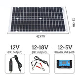180W 12V Solar Panel + 20A Solars Charger Controller Set Single/Dual USB Port Off Grid Monocrystale Module for Phone Camping