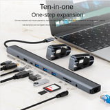1 PCS USB C HUB Type C To -Compatible 3.5Mm Audio Jack USB 3.0 Adapter 10 In 1 Type C HUB Dock USB C Splitter Laptop Stand