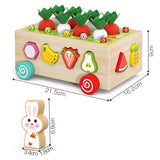Multifunctional From 1 2 3 Years Plug-In Gift Toy Sorting Game Wooden Puzzle Carrot Harvest Easy To Use