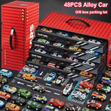 48PCS Container Simulation Model Finale Alloy Inertia Pull Back Mini Boy Engineering Car Set Toy Birthday Gift