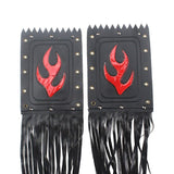 Leather Motorcycle Brake Clutch Fringe Grip Covers Auto Refit Retro Flame Handlebar Handle Spike Streamer Motor Styling Accessor