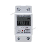 LCD Single Phase Energy KWH AC Digital Watt-Hour Meter 220V 60A 50Hz Electric Din Rail