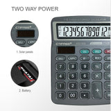 Desktop 12 Digit Large Solar Power and LCD Display Big Button Calculator Suitable Office School Home for Kids