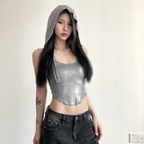 Women's Solid Color Slim Fit Fashion Hooded Halterneck Vest Women