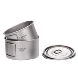 Titanium With Folding Handle Bowl Dinner Food Container Outdoor Pan Cookware Set Camping Supplies Picnic