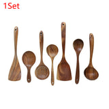 Natural Wood Tableware Spoon Colander Long Handle Spoon Wooden Non-Stick Spatula Kitchen Tool Wooden Spoon/Shovel Cooking Tools