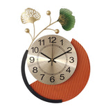 1pc, Orange Wall Clock, Ginkgo Leaf Decoration Clock, Bedroom, Living Room, Silent Wall Watch, Autumn Thanksgiving Halloween Harvest Festival, Home Decor, Aesthetic Room Decor
