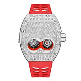 PINTIME Men's Watch Fashion Diamond Iced Out Case Silicone Strap Luxury Quartz Wristwatches Montre Relogios Masculino Hot Sale