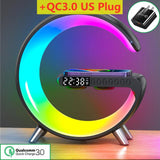Led Rgb Light Wireless Charger Stand Lamp Bluetooth Speaker App Control For Iphone14 13 12 15w Fast Charge Station Alarm Clock