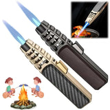 2024 Kitchen Outdoor BBQ Metal Windproof Turbo Torch Jet Butane Gas Lock Fire Safety Switch Cigar Lighter Gadgets