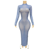 Hot selling temperament long skirt, slim fit, hip wrap, waist cinching, small sparkling diamond for direct sale