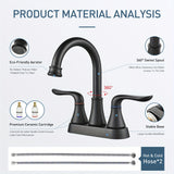 1pc 10.16 Cm 2 Handle Centerset Bathroom Sink Faucet, High Arc Swivel Spout With Drain Assembly And Supply Hoses, Bathroom Sink Faucet, Home Essential
