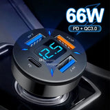 66W 4 5 Ports Fast Charging PD Quick Charge 3.0 USB C Car Charger Adapter For Android Phone 13 12 Xiaomi Huawei with retail box