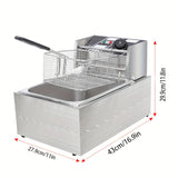 1pc, Deep Fat Fryer, Deep Fat Fryer Easy Clean, 6.3QT/6L Fryers, 220V Deep Fryer, Deep Fryer With Basket,