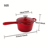 1pc, Enameled Cast Iron Saucepan (17.78cm), Enamel Sauce Pan With Lid, Saucier, Kitchen Utensils, Kitchen Gadgets