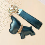 Cute Dog Keychain Leather Puppy Key Chain Charm Multifunctional Bulldog Bag Pendant for Car Keys Decoration